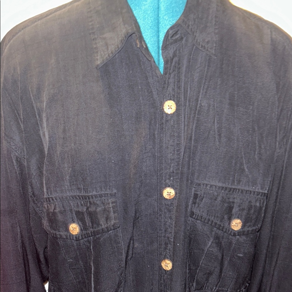 Tommy Bahama Black Shirt 💯 silk. Size Xl